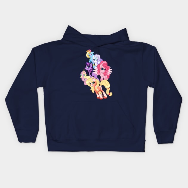 My Little Pony G5 Inspired Mane 6 Kids Hoodie by SketchedCrow